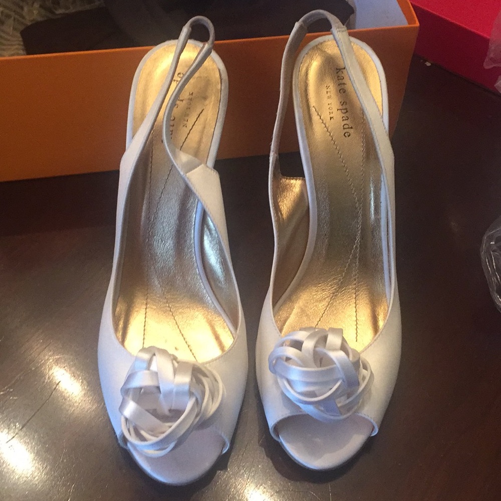 Kate spade white satin christa heels